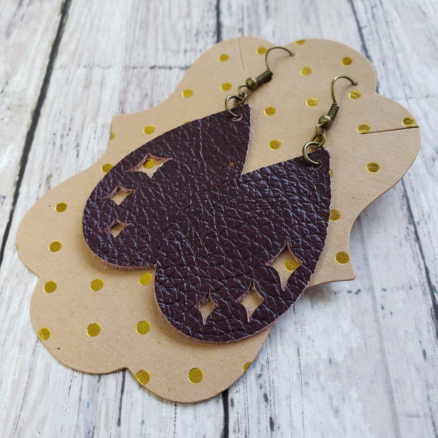 Genuine Leather Cutout Teardrop Earrings