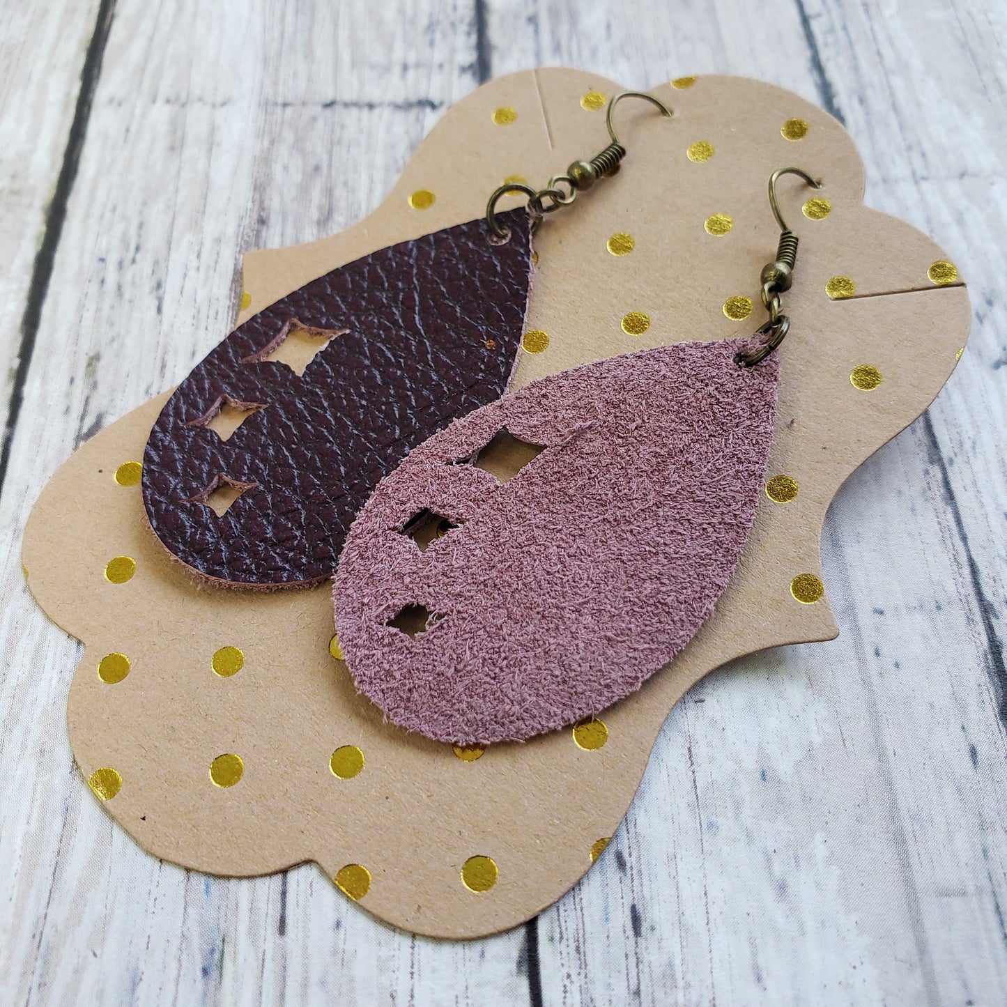 Genuine Leather Cutout Teardrop Earrings