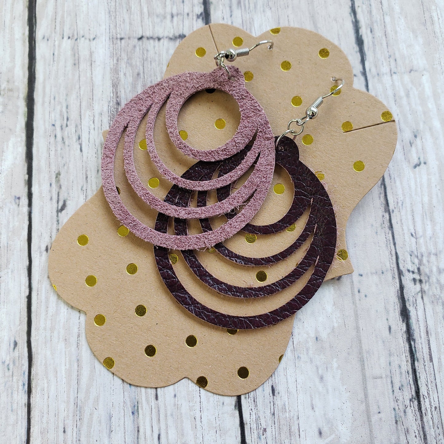 Genuine Leather Circle Cutout Earrings