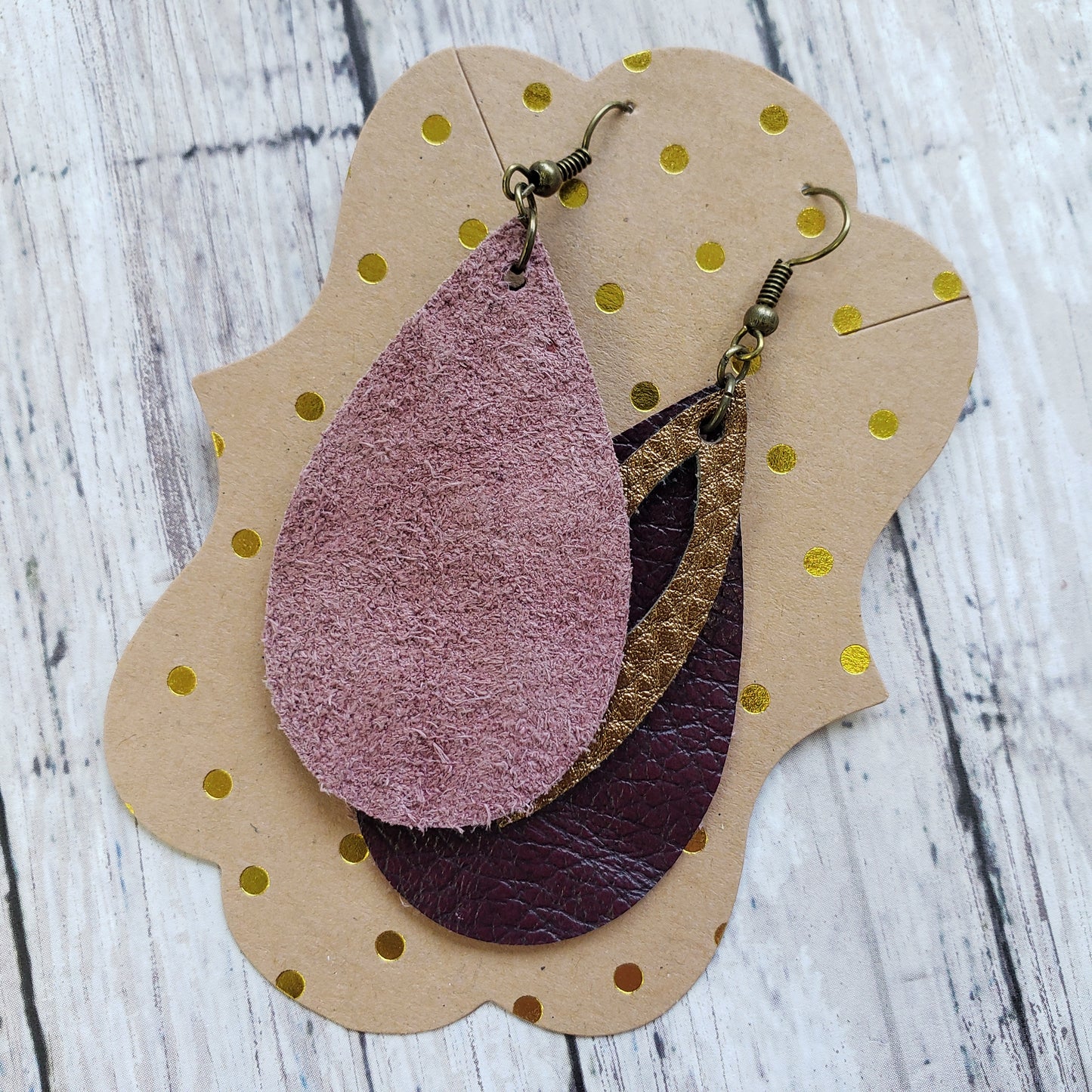 Genuine Leather Layered Teardrop Earrings