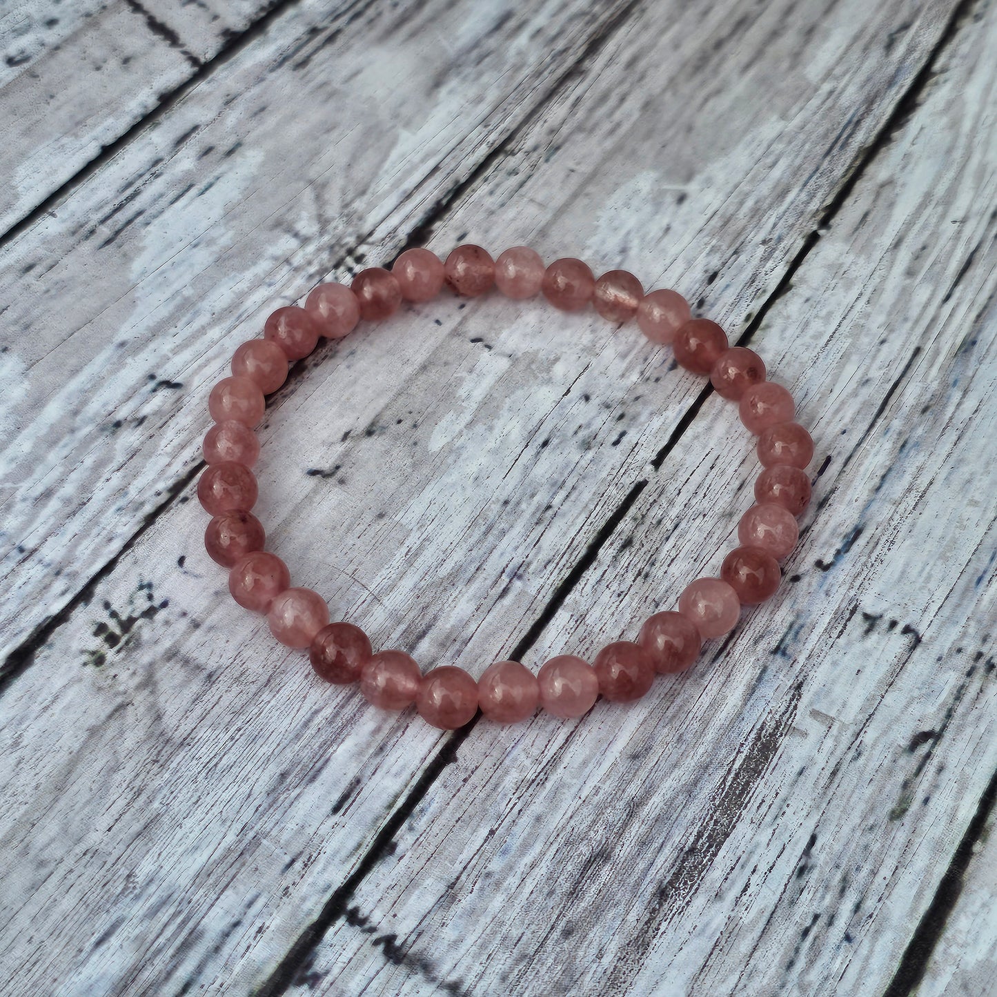 6mm Reiki Infused Strawberry Quartz Bracelet