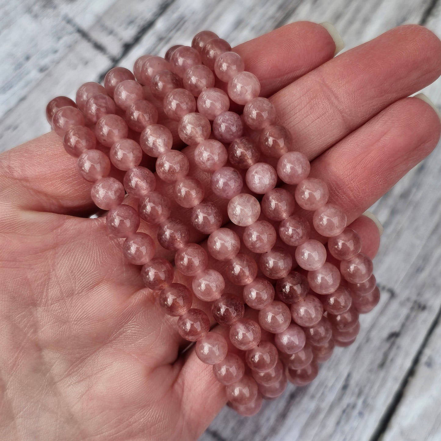 6mm Reiki Infused Strawberry Quartz Bracelet