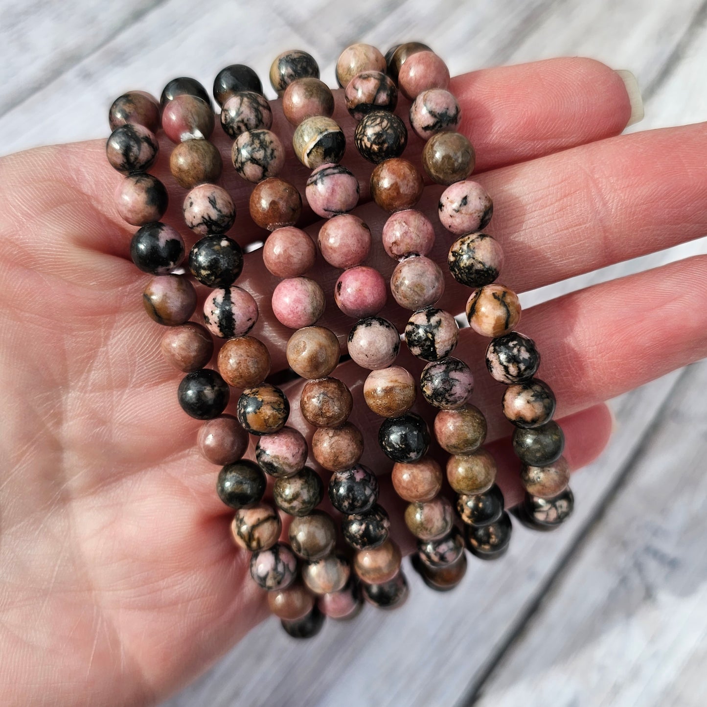 6mm Reiki Infused Rhodonite Bracelet