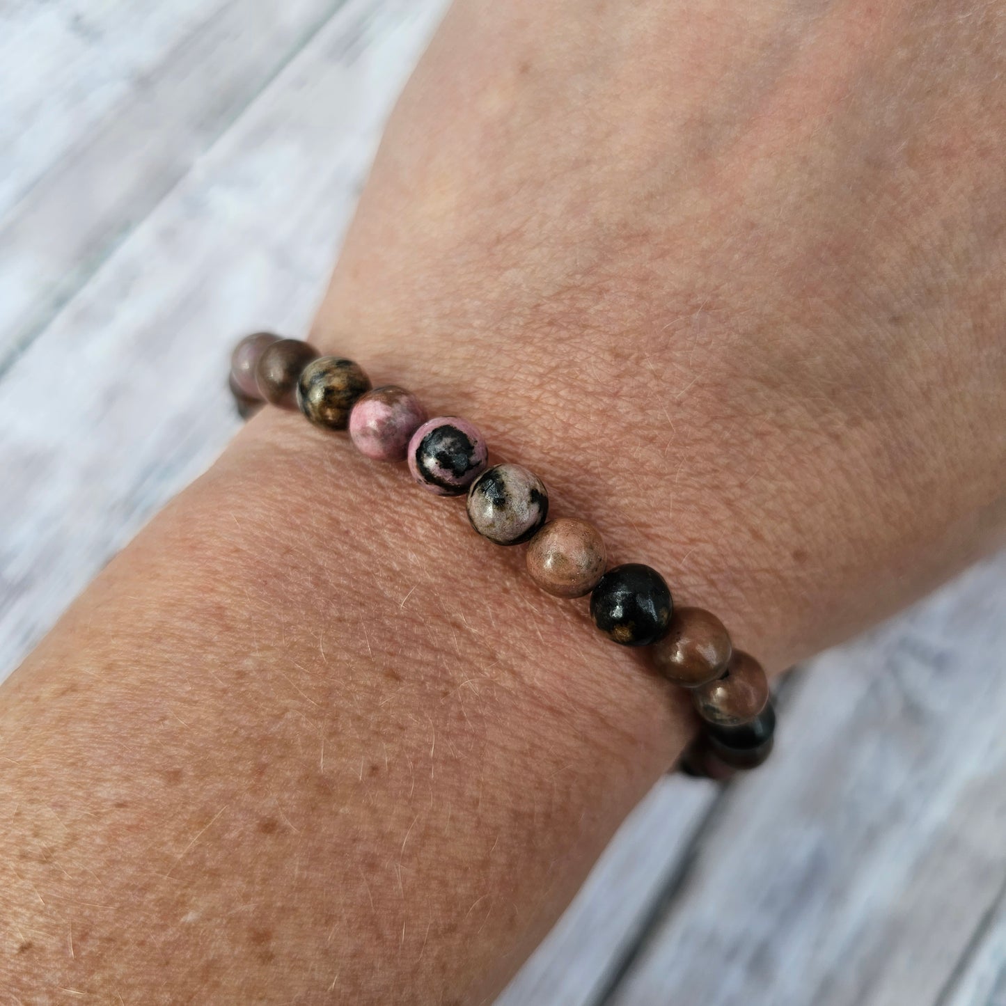 6mm Reiki Infused Rhodonite Bracelet