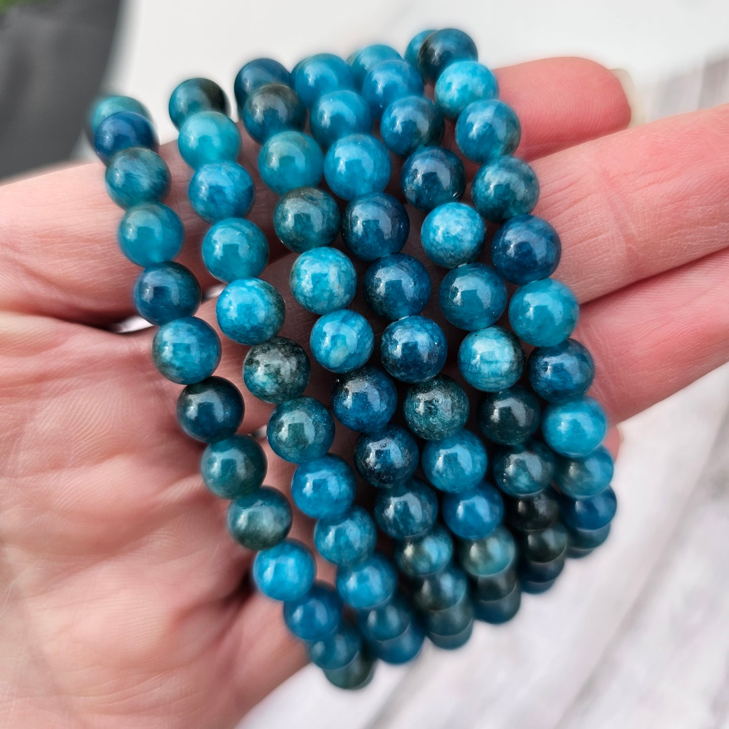 6mm Reiki Infused Blue Apatite Bracelet