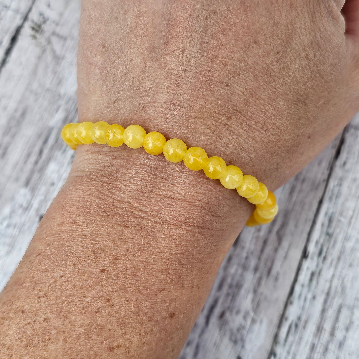 6mm Reiki Infused Lemon Jade Bracelet