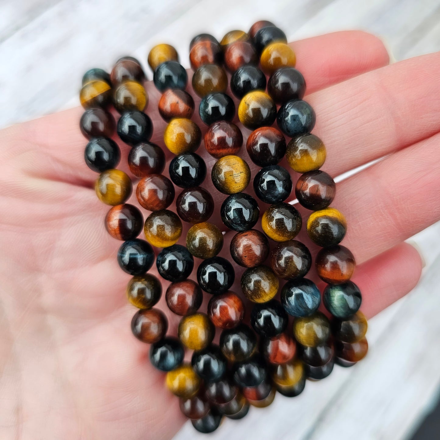 6mm Reiki Infused Tri-Color Tiger's Eye Bracelet