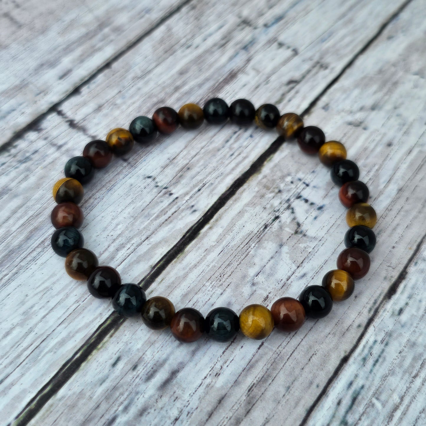6mm Reiki Infused Tri-Color Tiger's Eye Bracelet