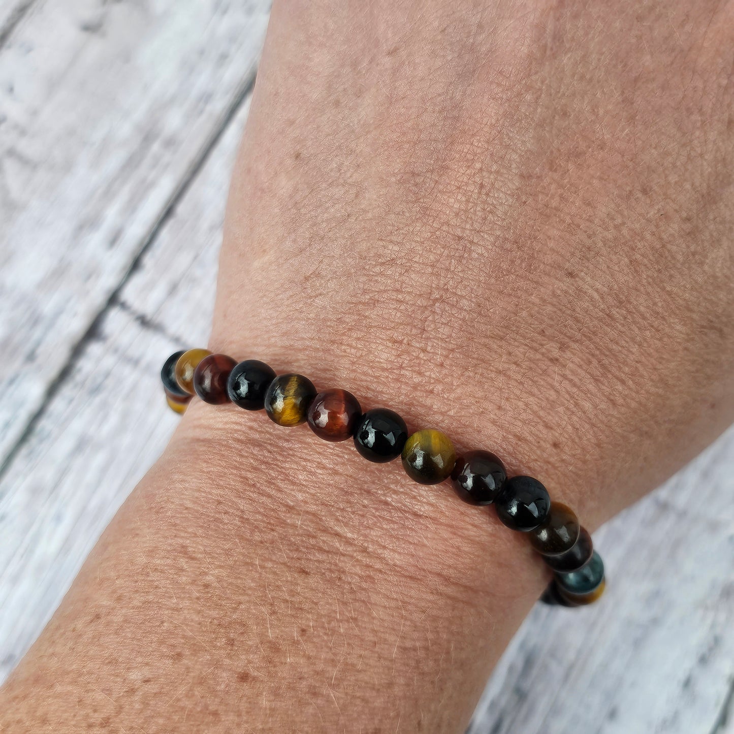 6mm Reiki Infused Tri-Color Tiger's Eye Bracelet