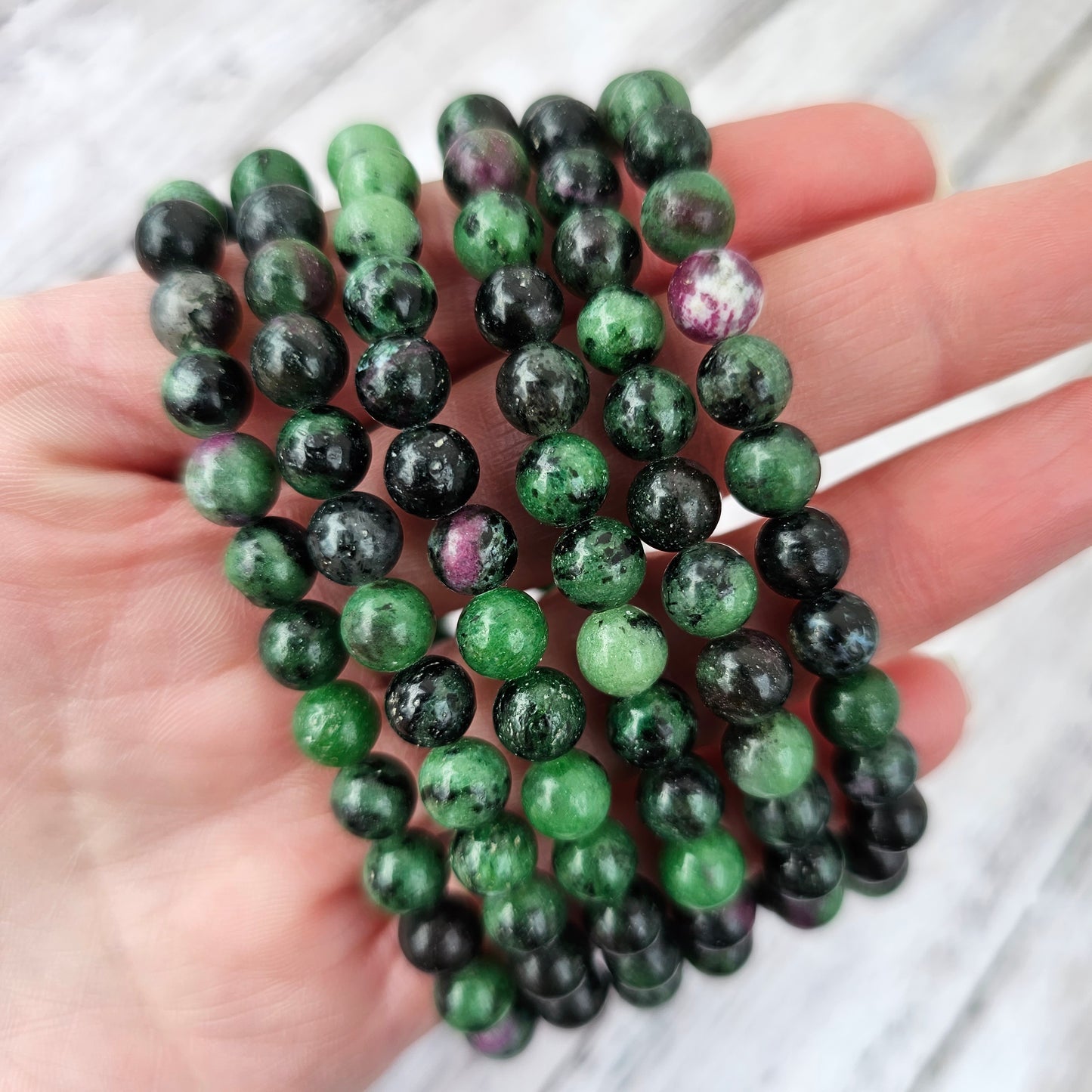 6mm Reiki Infused Ruby Zoisite Bracelet