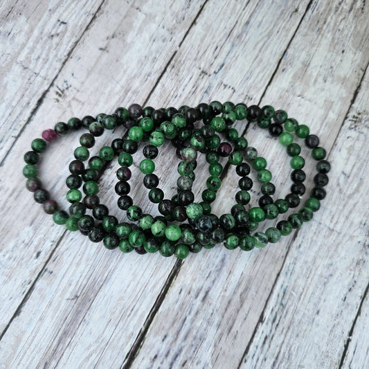 6mm Reiki Infused Ruby Zoisite Bracelet