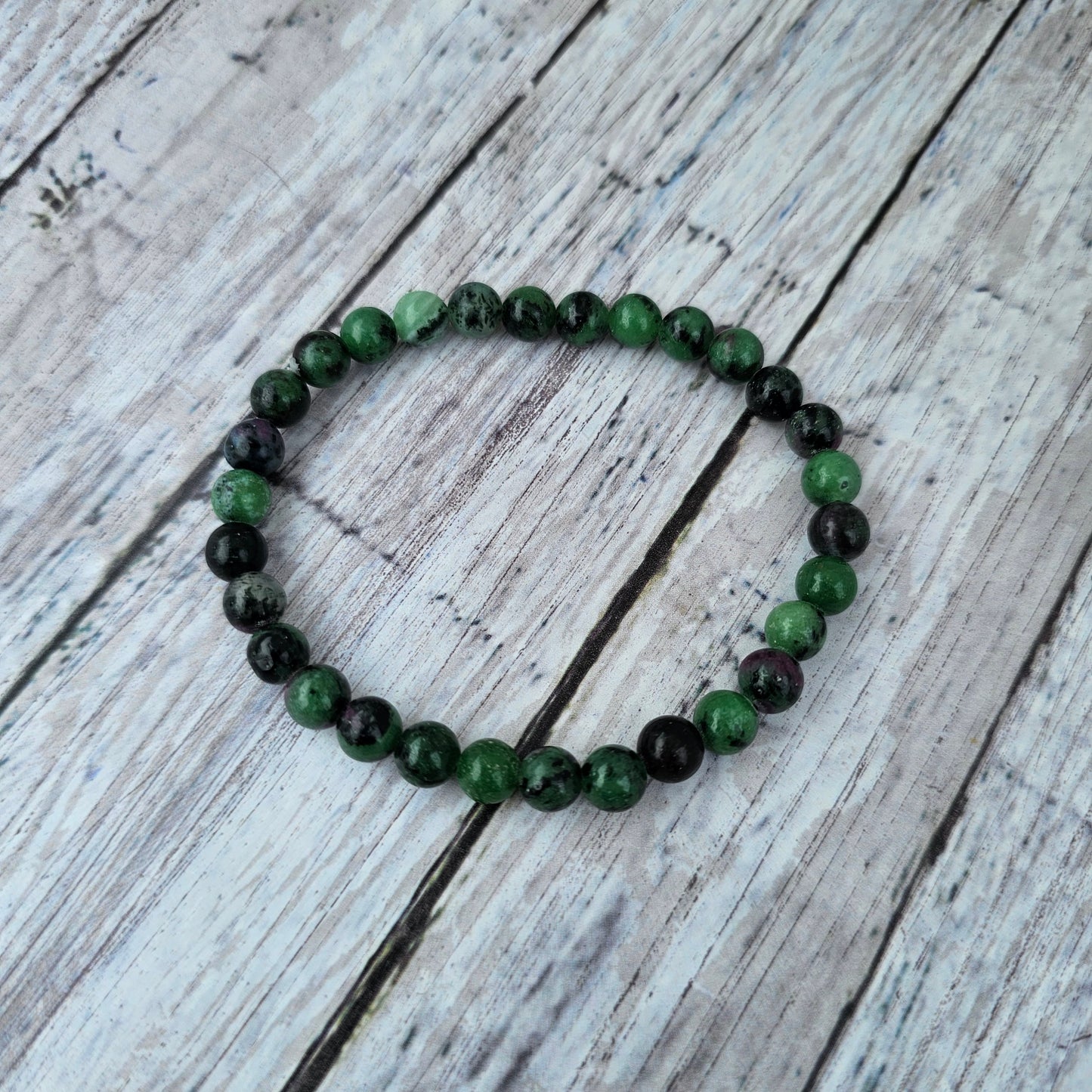 6mm Reiki Infused Ruby Zoisite Bracelet