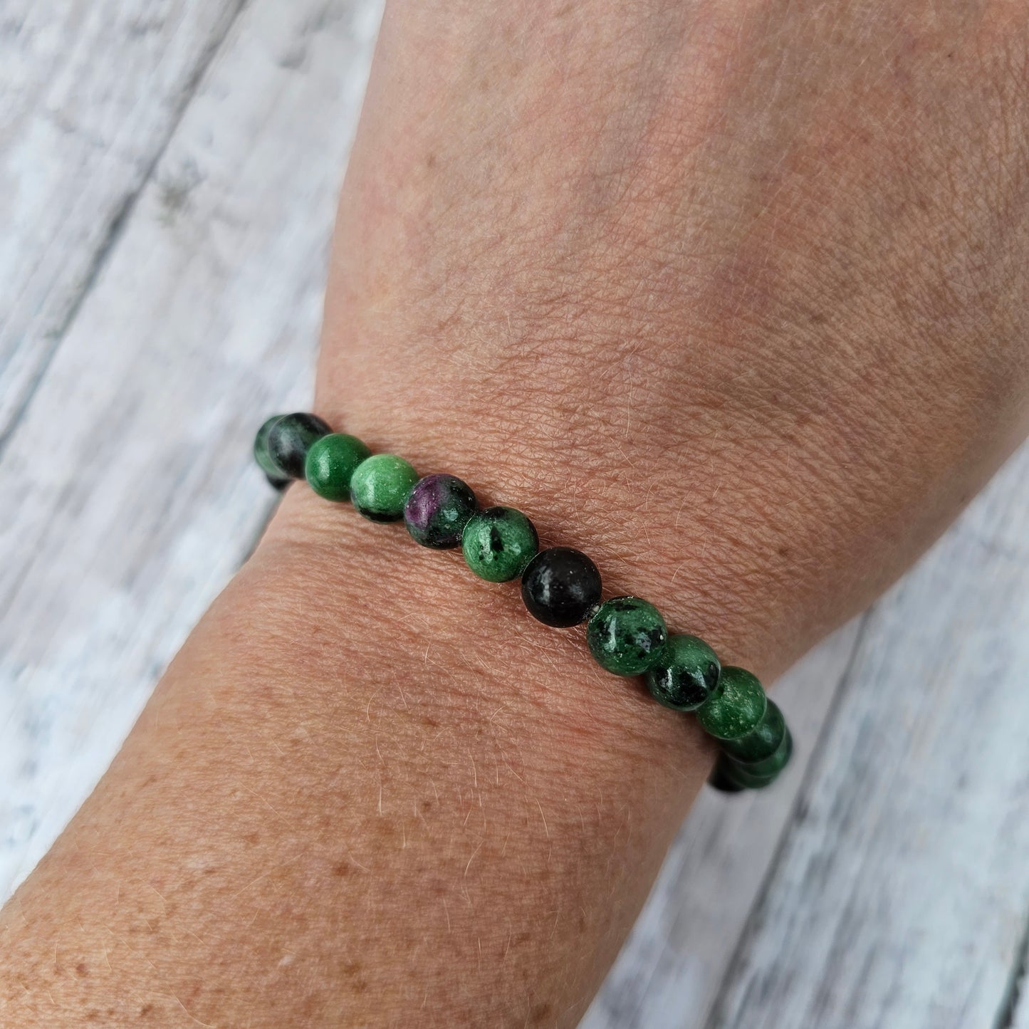 6mm Reiki Infused Ruby Zoisite Bracelet