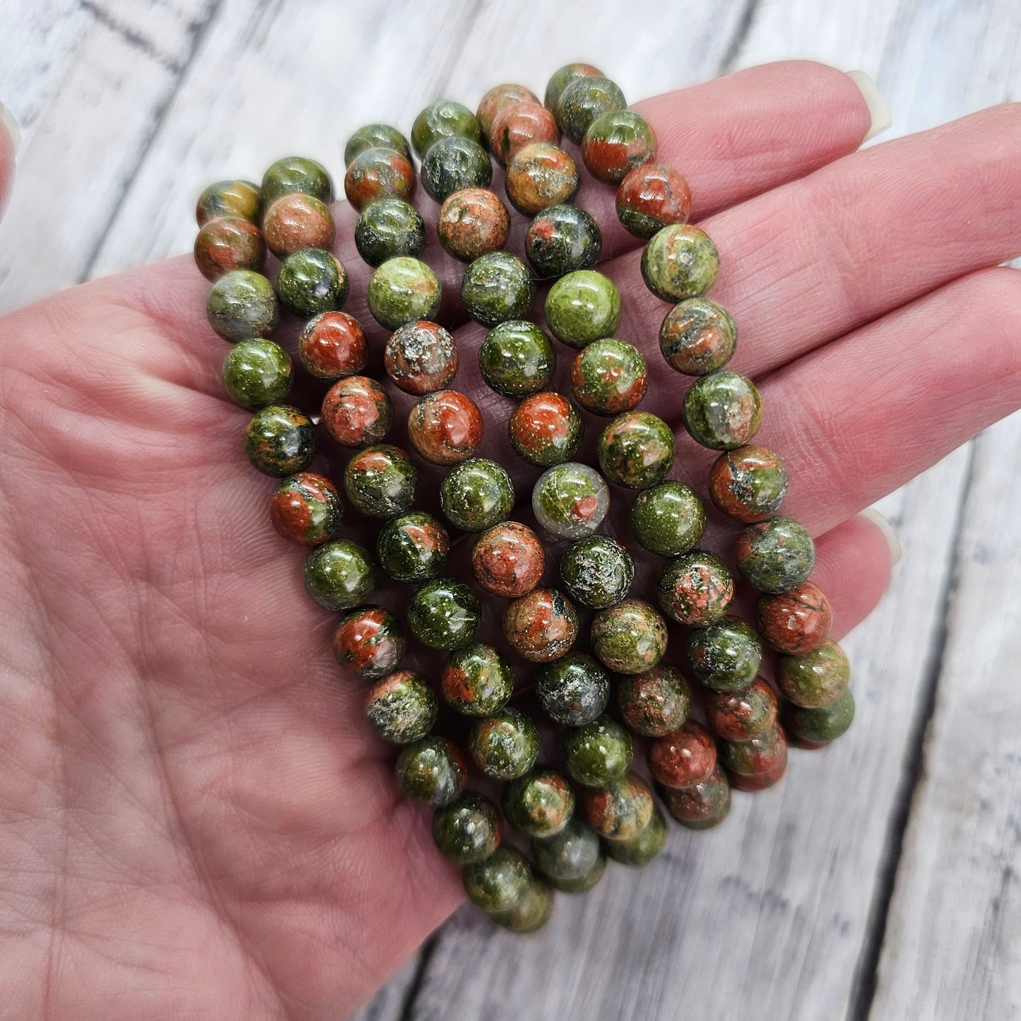 6mm Reiki Infused Unakite Bracelet