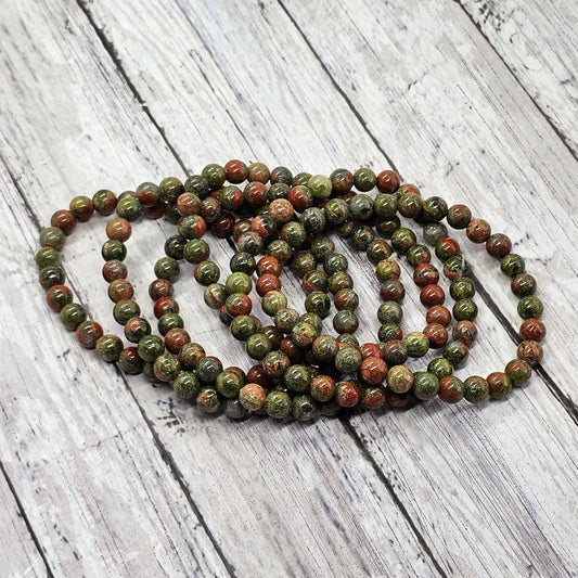 6mm Reiki Infused Unakite Bracelet