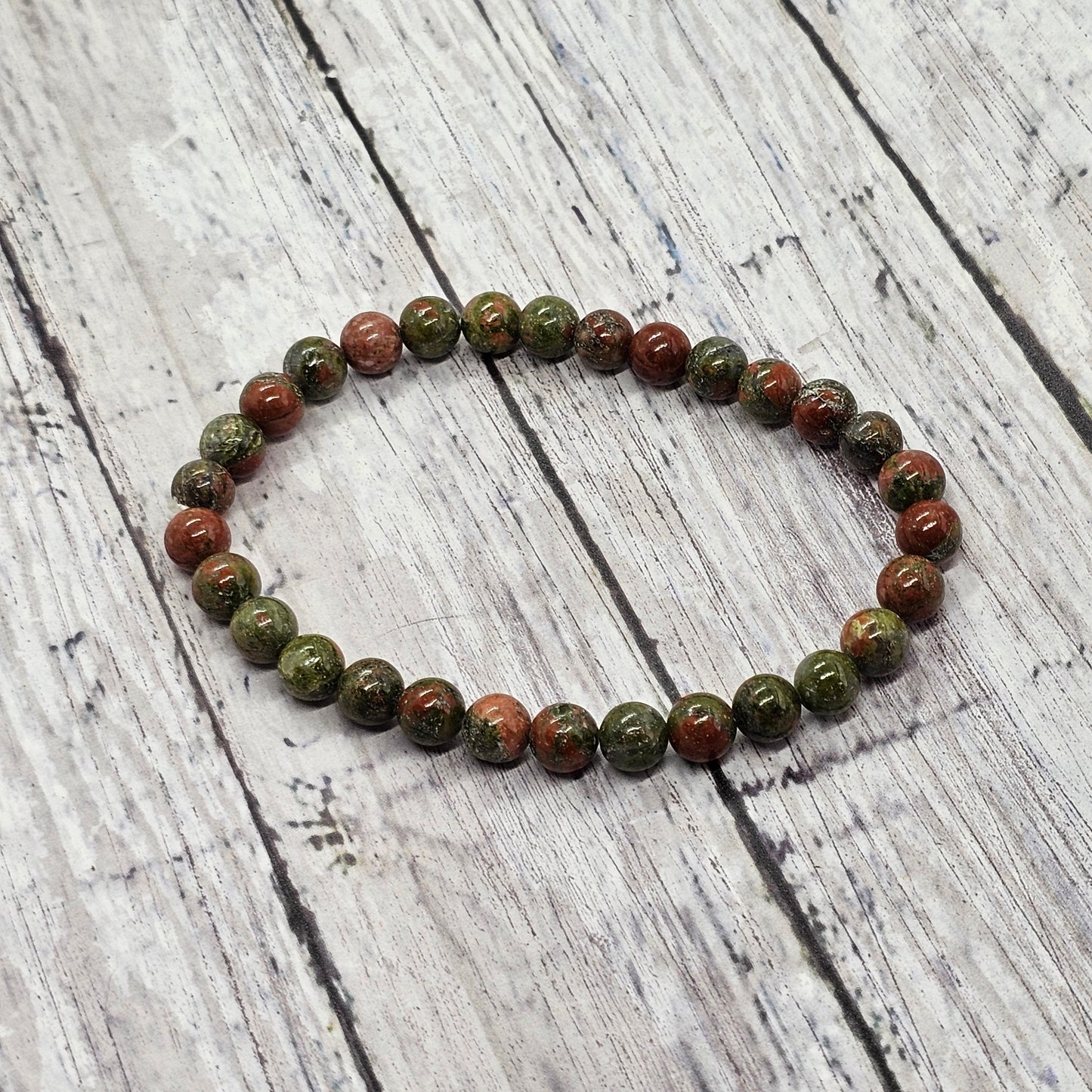 6mm Reiki Infused Unakite Bracelet