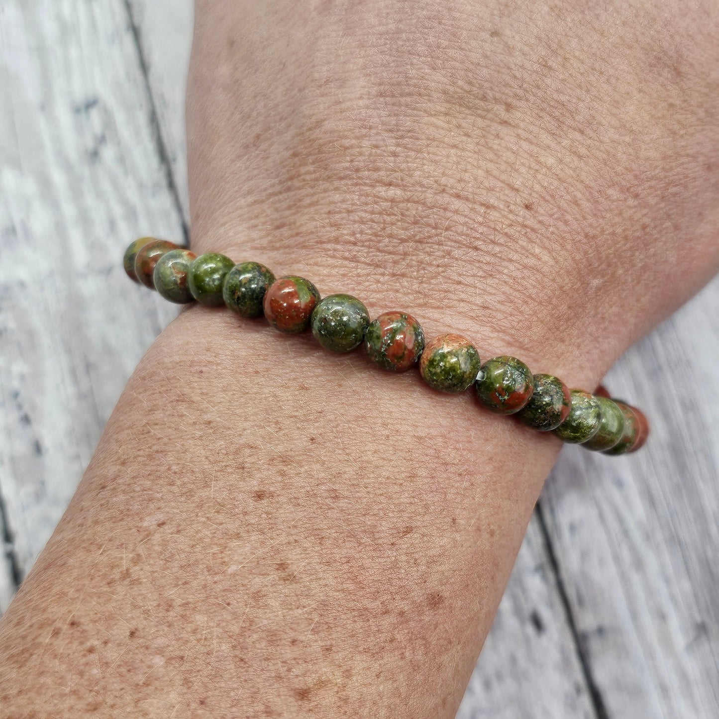 6mm Reiki Infused Unakite Bracelet