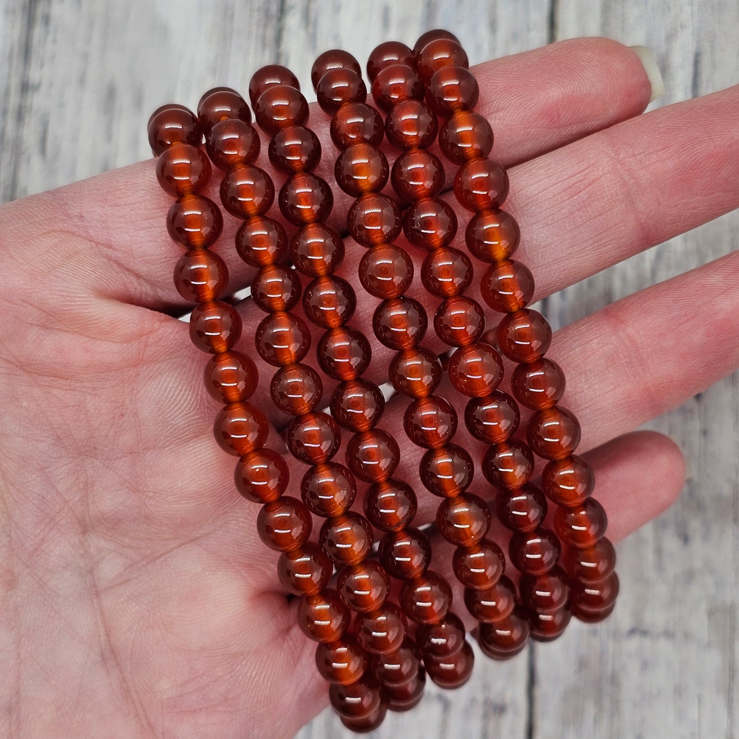 6mm Reiki Infused Red Agate Bracelet