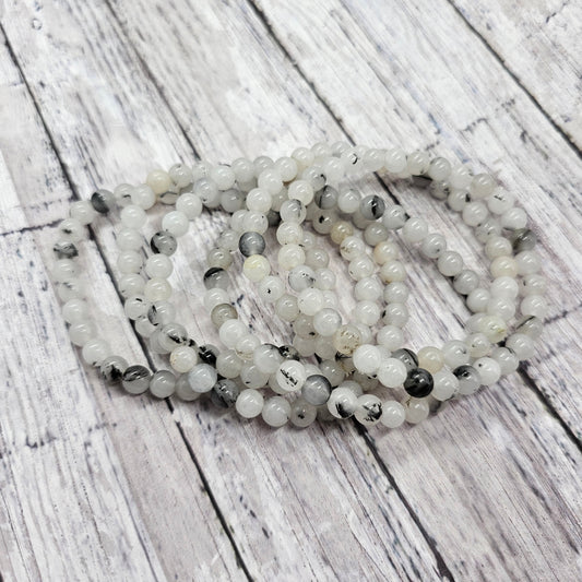 6mm Reiki Infused Tourmalinated (Black Rutile) Quartz Bracelet
