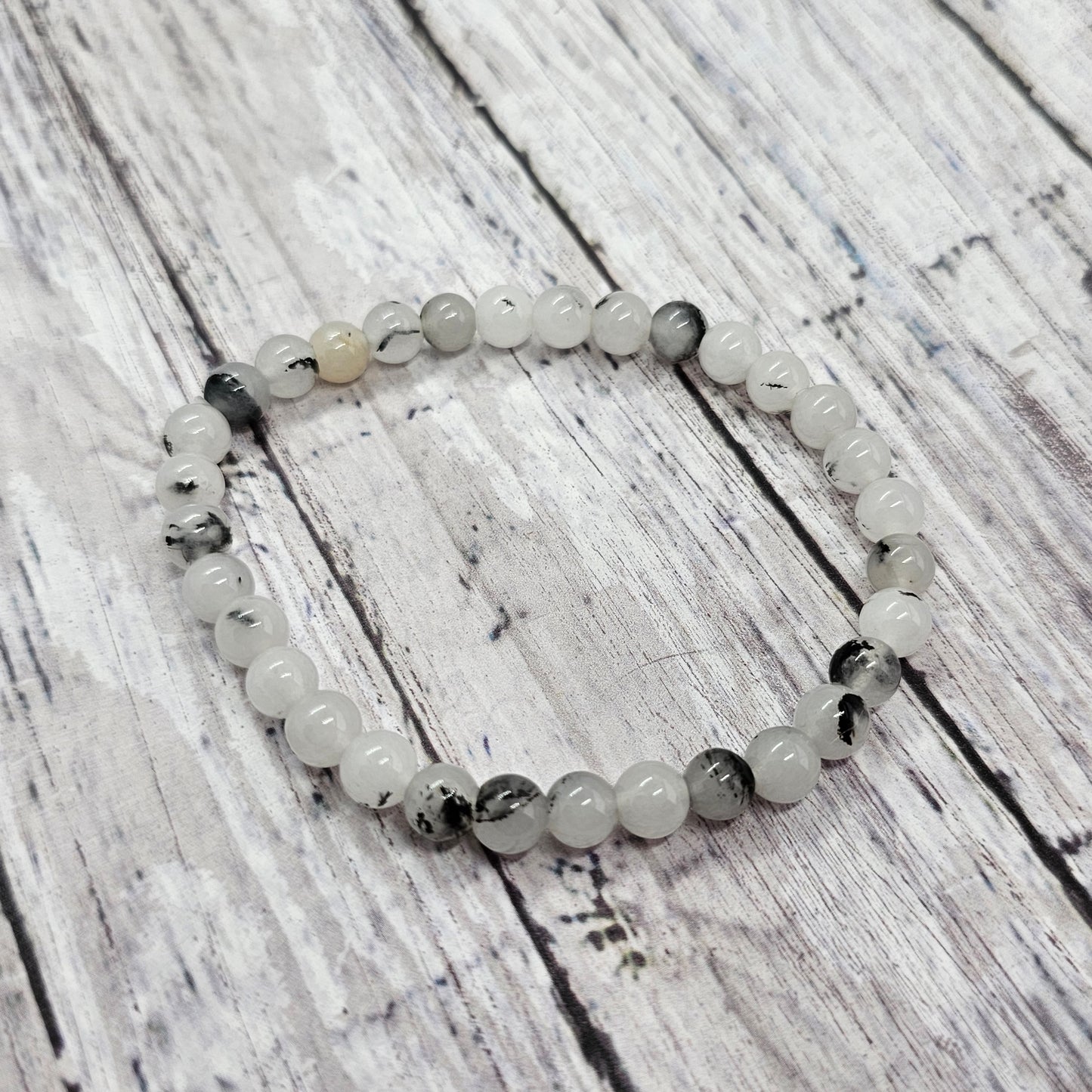 6mm Reiki Infused Tourmalinated (Black Rutile) Quartz Bracelet