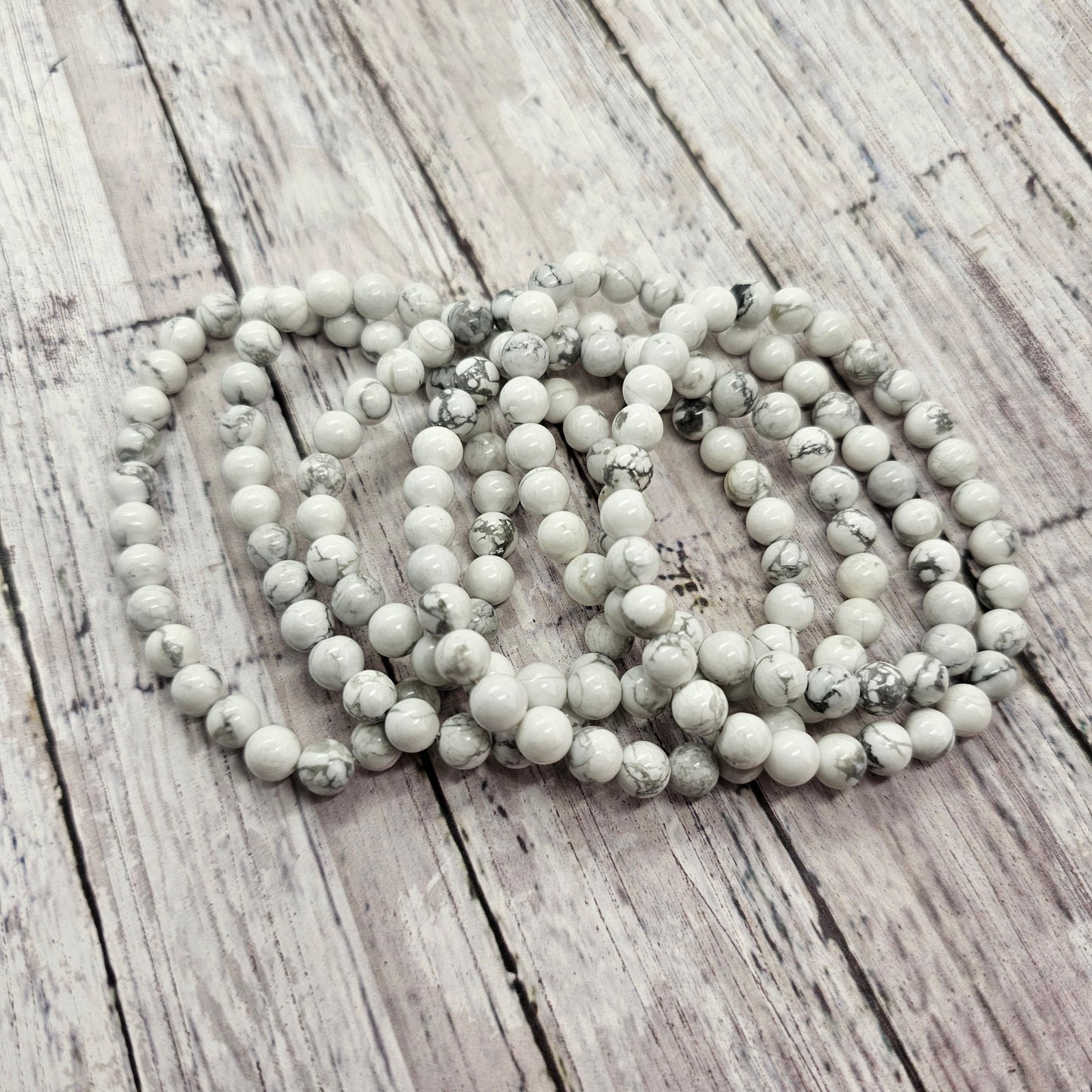 6mm Reiki Infused Howlite Bracelet