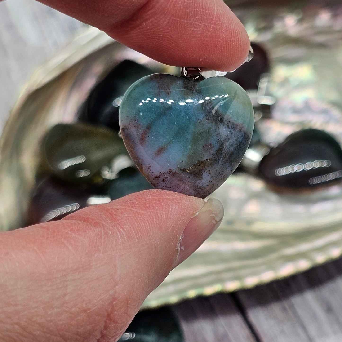 Reiki Infused Indian Agate Heart Pendant