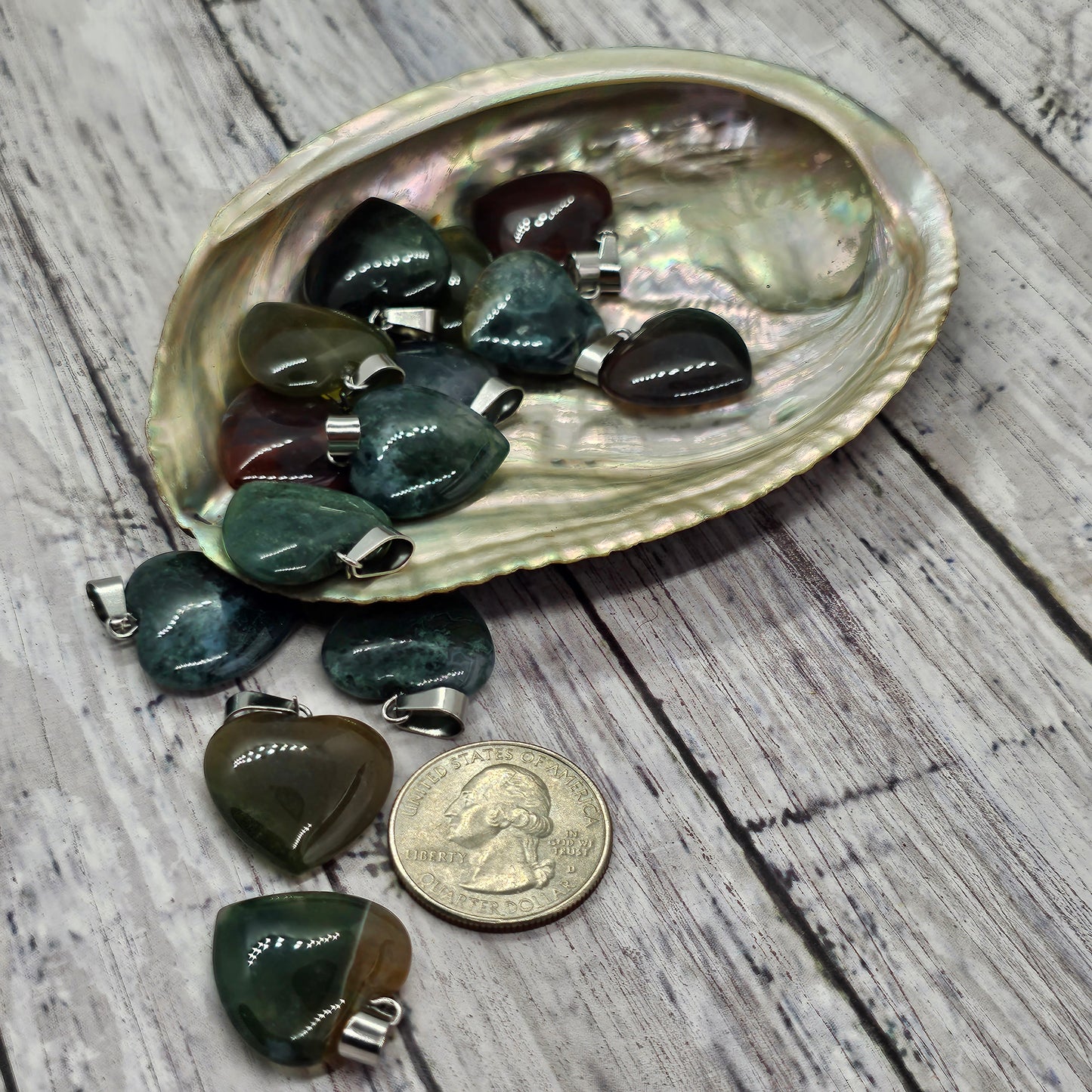 Reiki Infused Indian Agate Heart Pendant