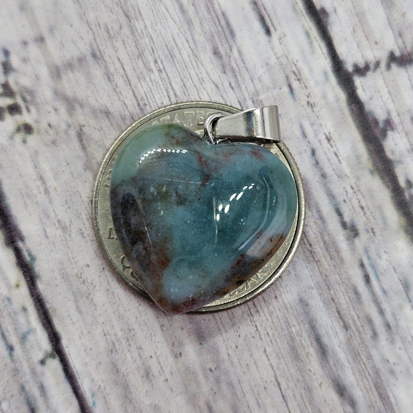 Reiki Infused Indian Agate Heart Pendant