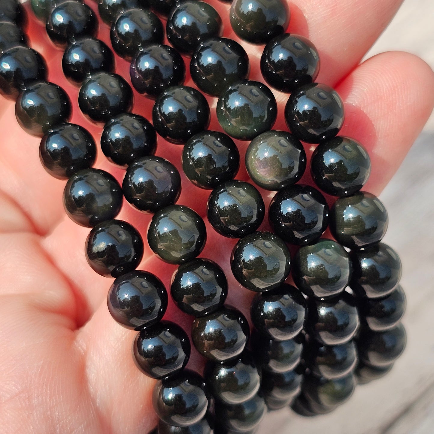 6mm Reiki Infused Rainbow Obsidian Bracelet