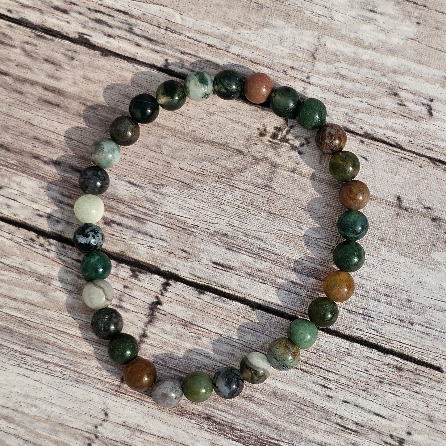 6mm Reiki Infused Indian Moss Agate Bracelet