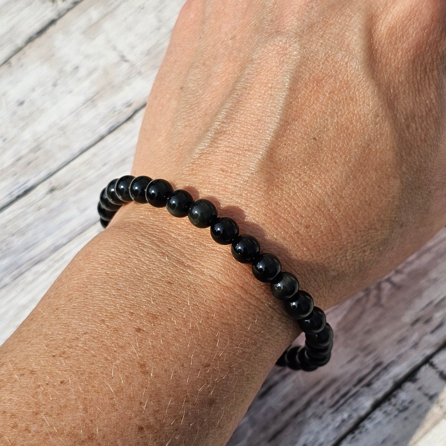 6mm Reiki Infused Rainbow Obsidian Bracelet