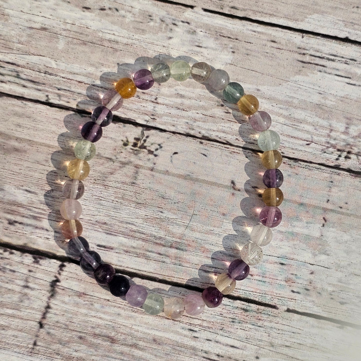 6mm Reiki Infused Rainbow Fluorite Bracelet
