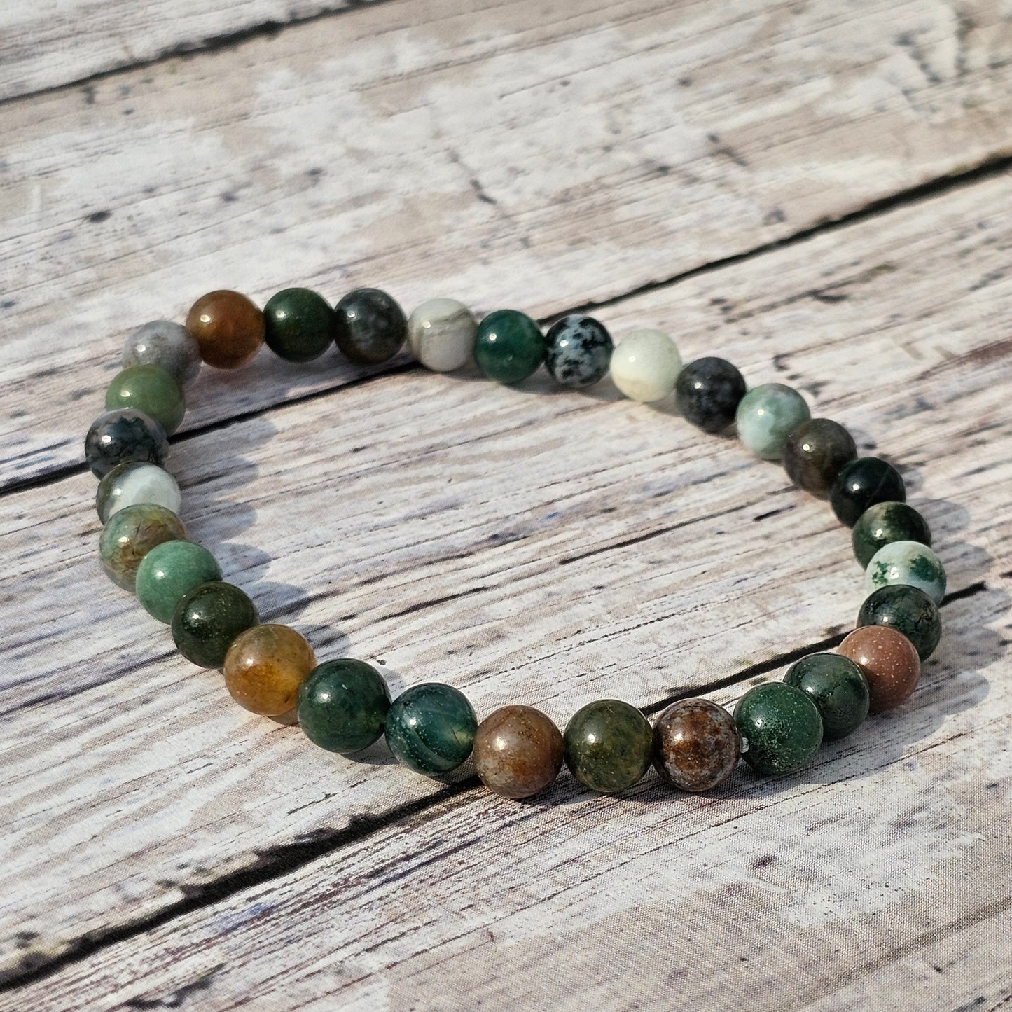 6mm Reiki Infused Indian Moss Agate Bracelet