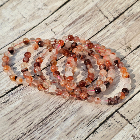 6mm Reiki Infused Hematoid / Fire Quartz Bracelet