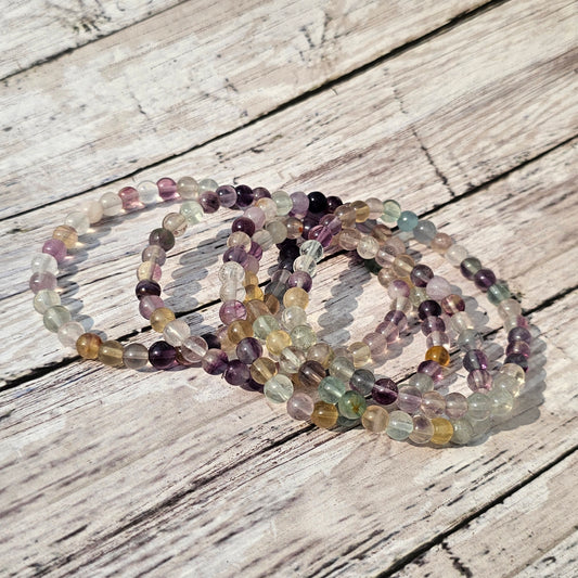 6mm Reiki Infused Rainbow Fluorite Bracelet