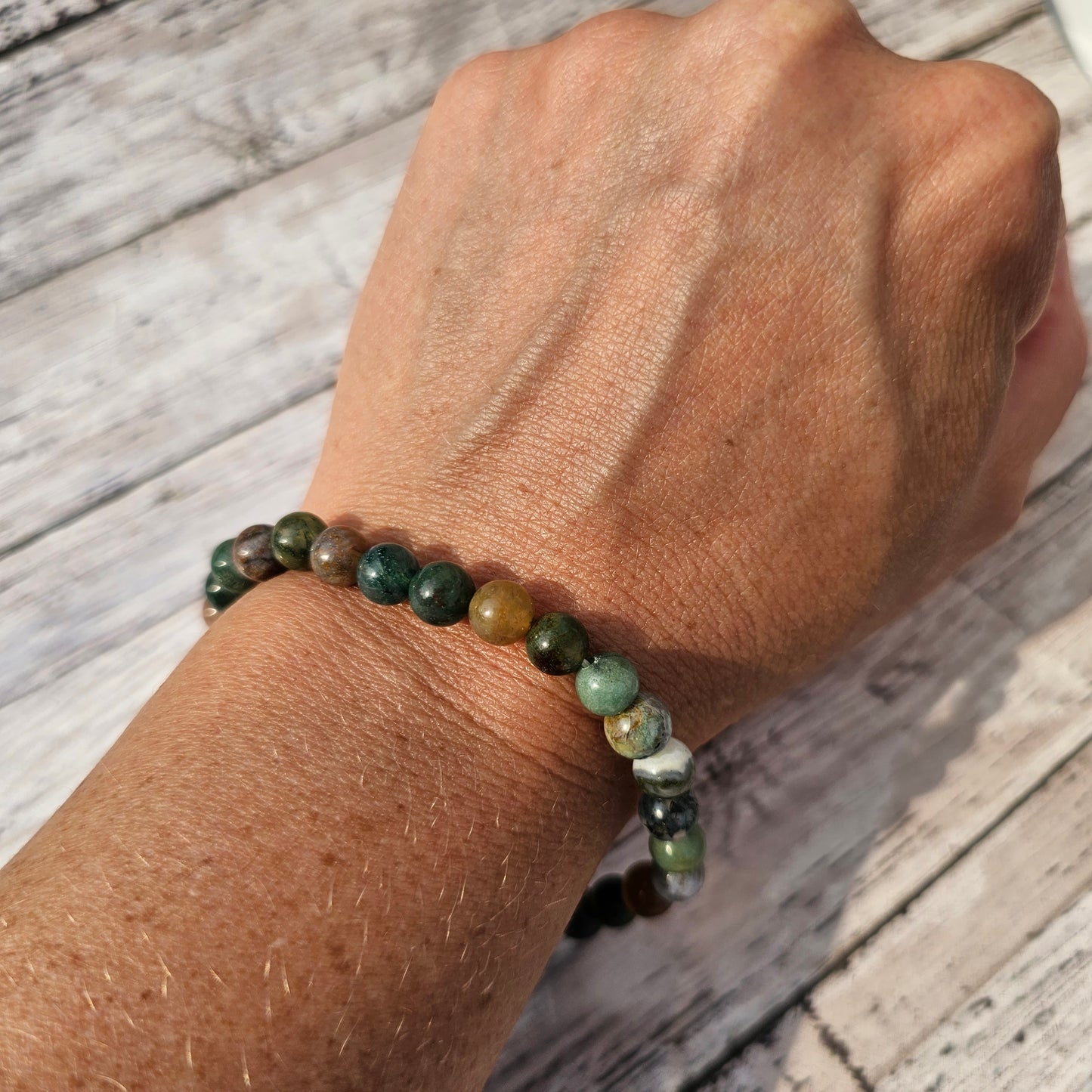6mm Reiki Infused Indian Moss Agate Bracelet