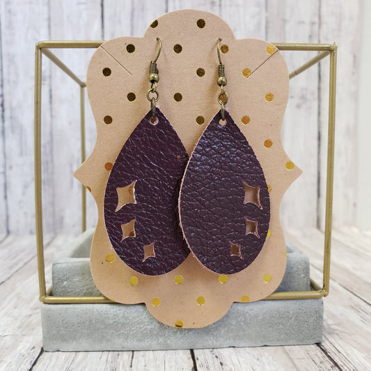 Genuine Leather Cutout Teardrop Earrings