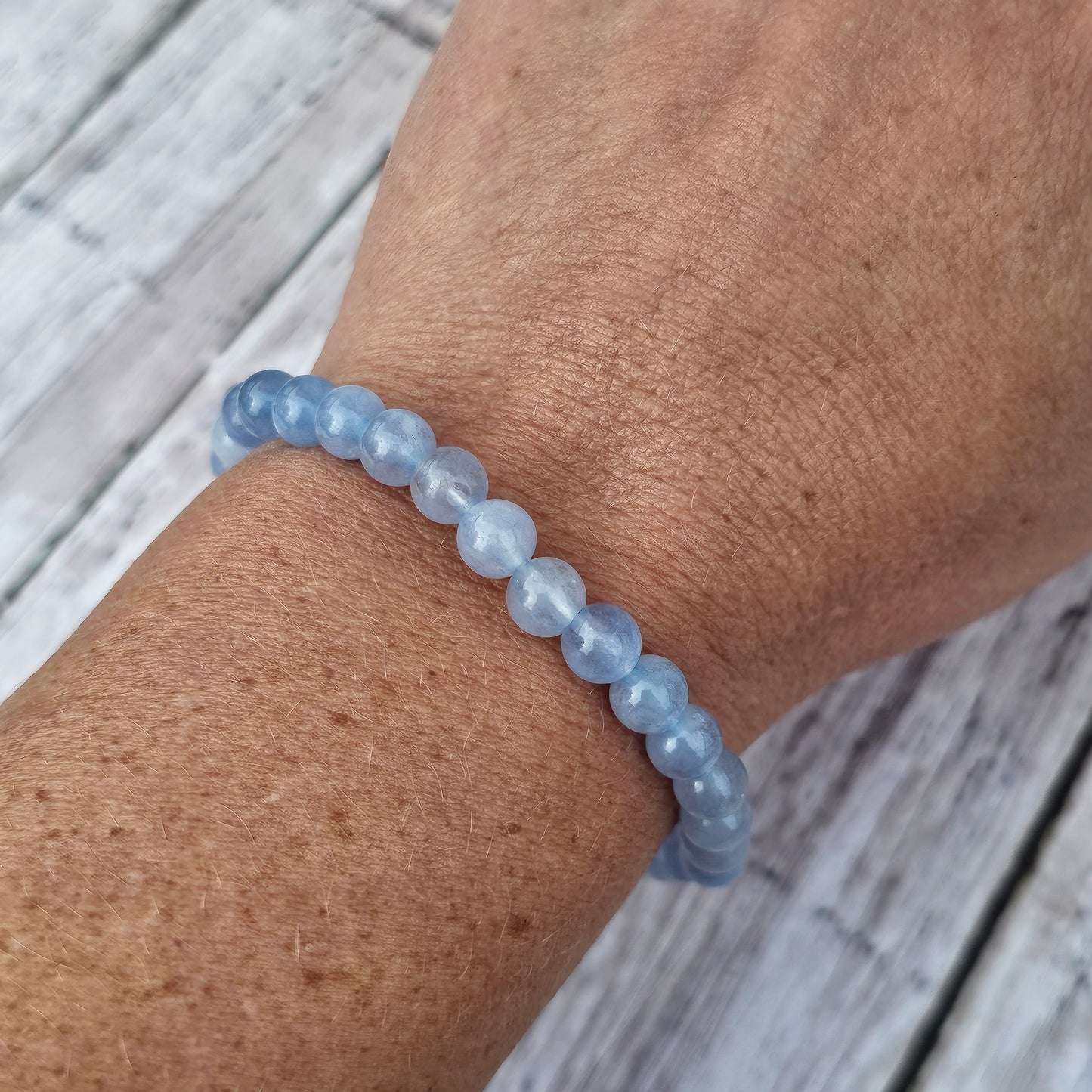 6mm Reiki Infused Aquamarine Bracelet