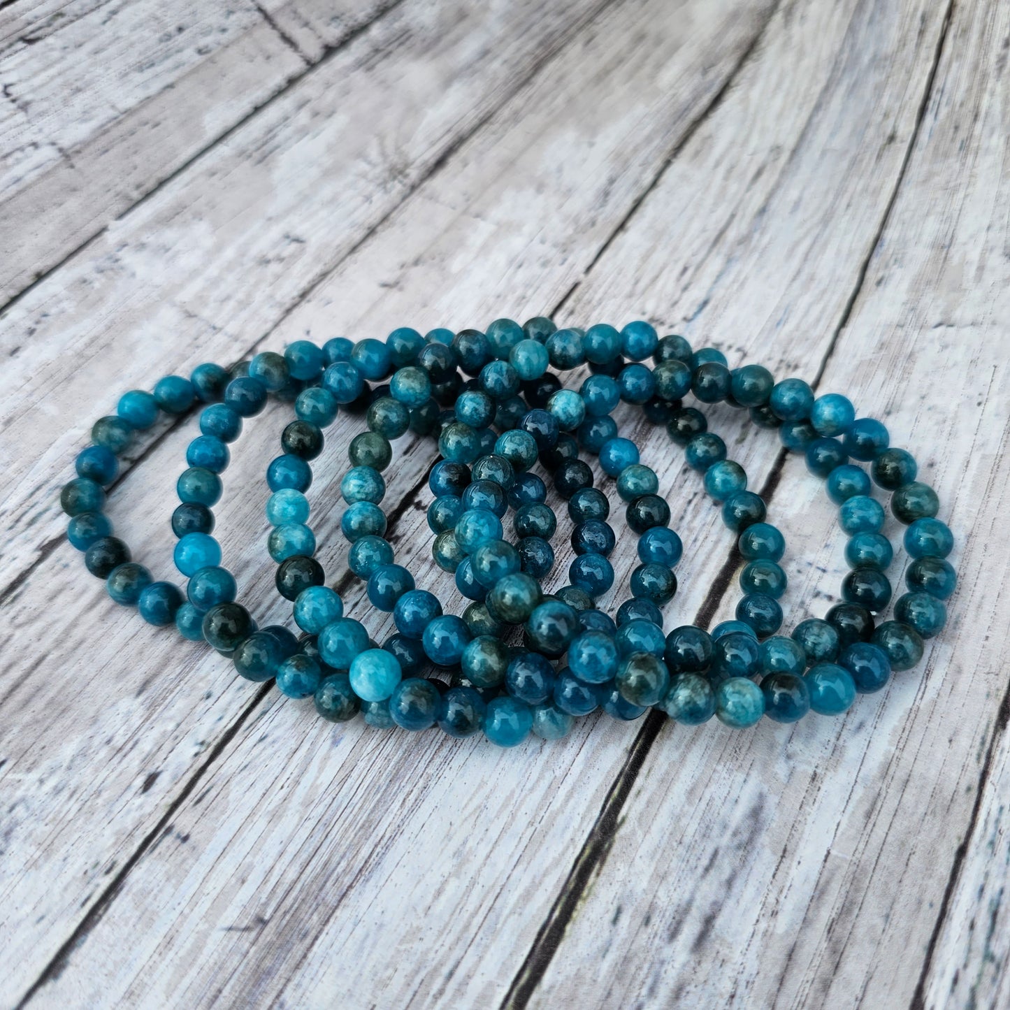 6mm Reiki Infused Blue Apatite Bracelet