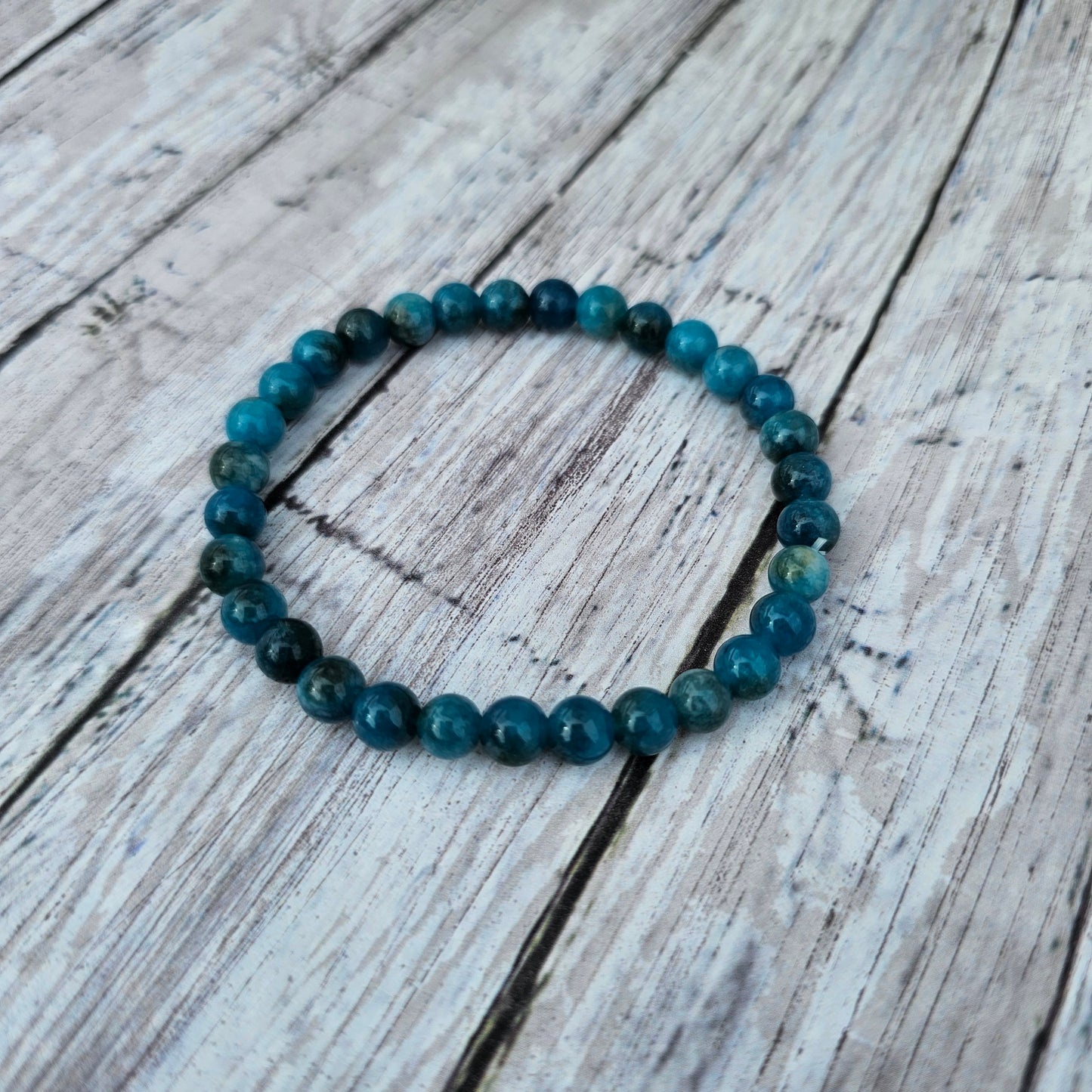 6mm Reiki Infused Blue Apatite Bracelet