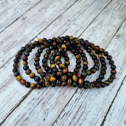 6mm Reiki Infused Tri-Color Tiger's Eye Bracelet