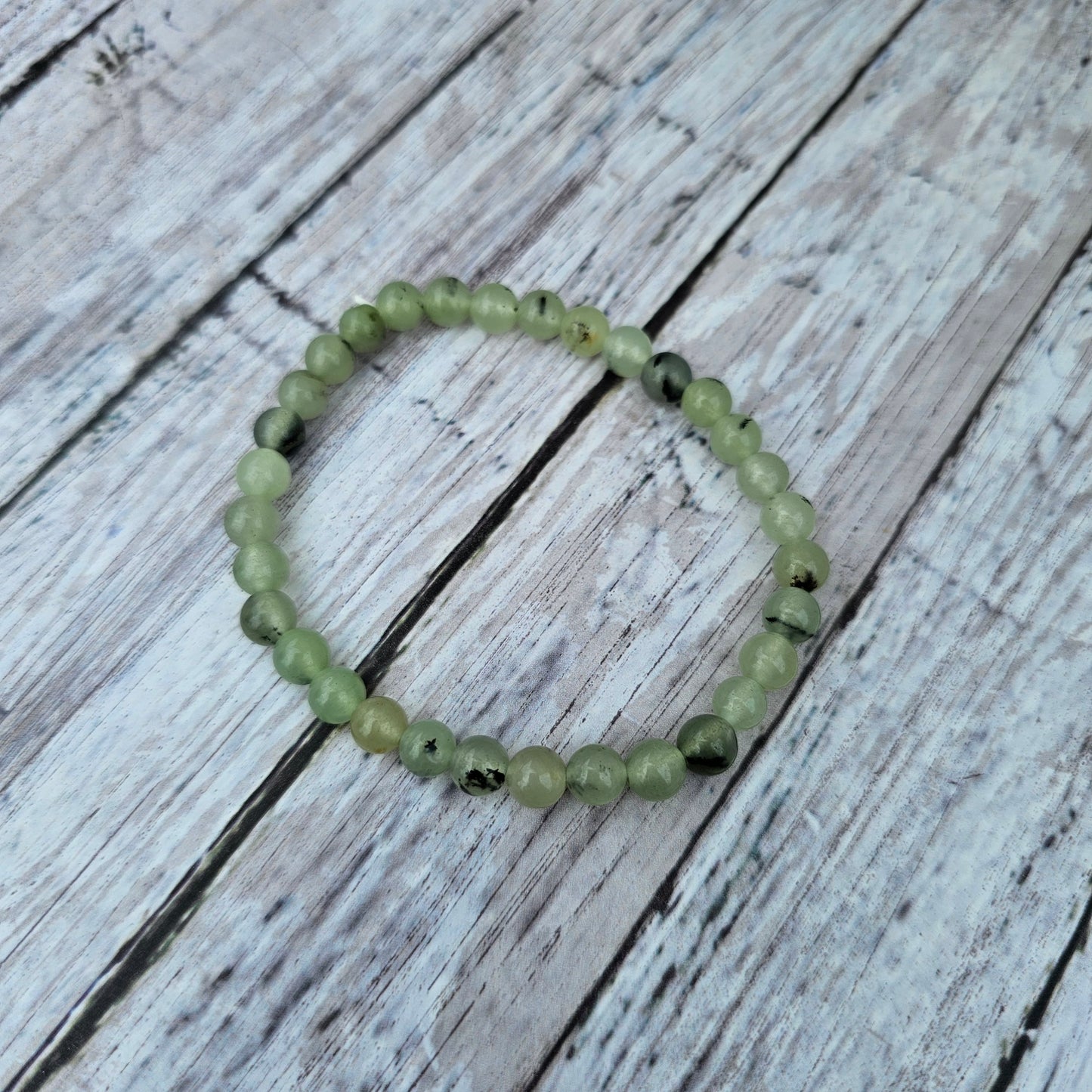 6mm Reiki Infused Prehnite with Epidote Bracelet