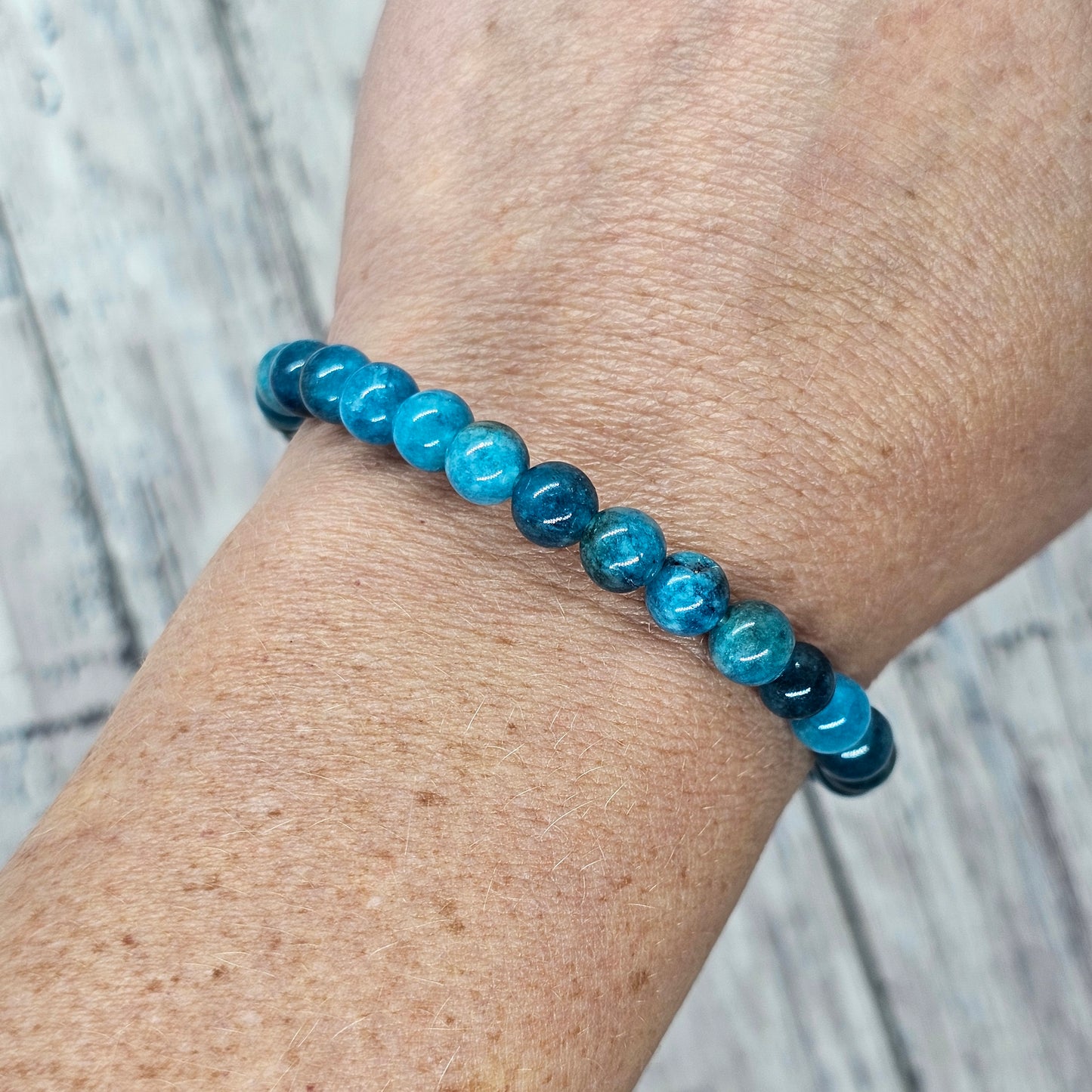 6mm Reiki Infused Blue Apatite Bracelet