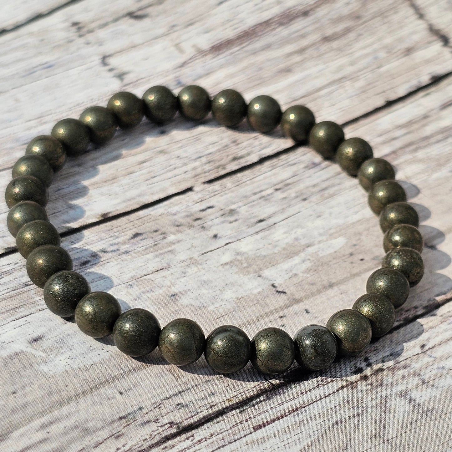 6mm Reiki Infused Pyrite Bracelet