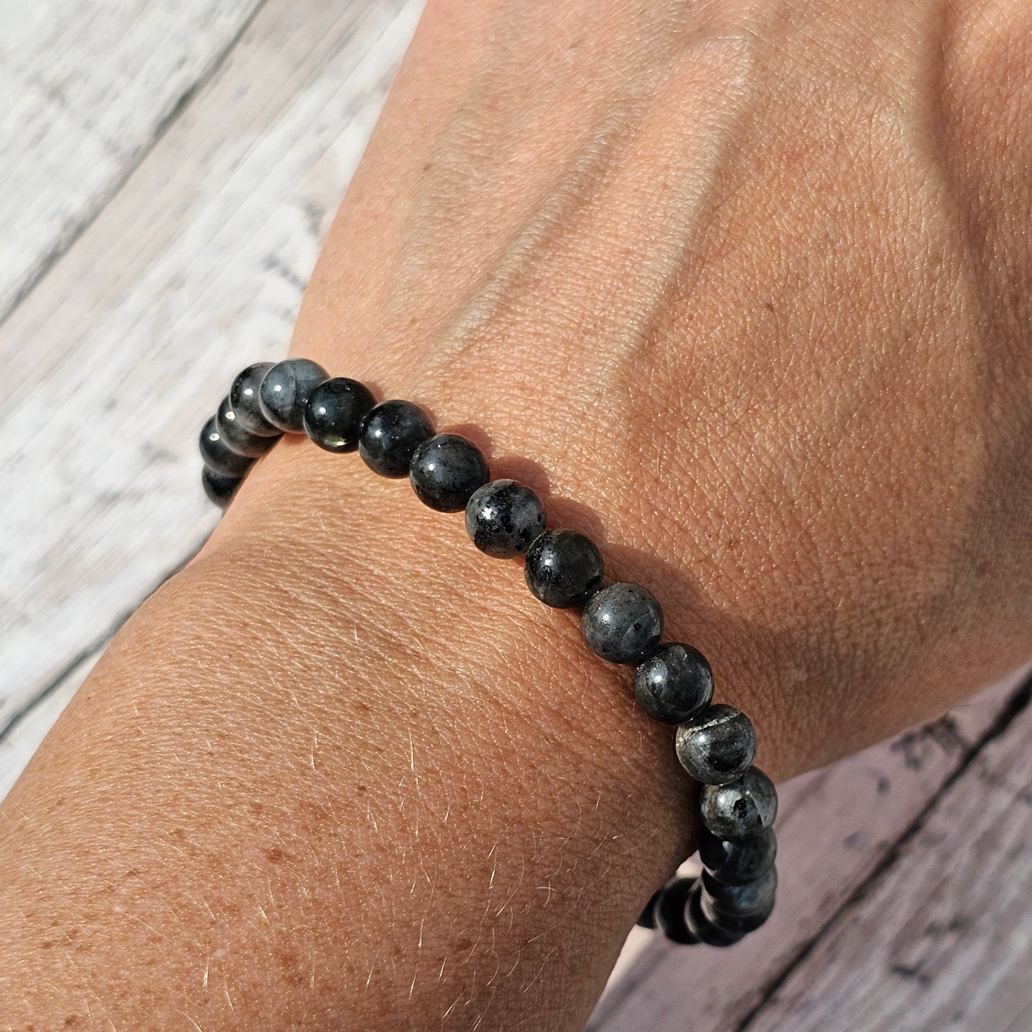 6mm Reiki Infused Larvikite Bracelet