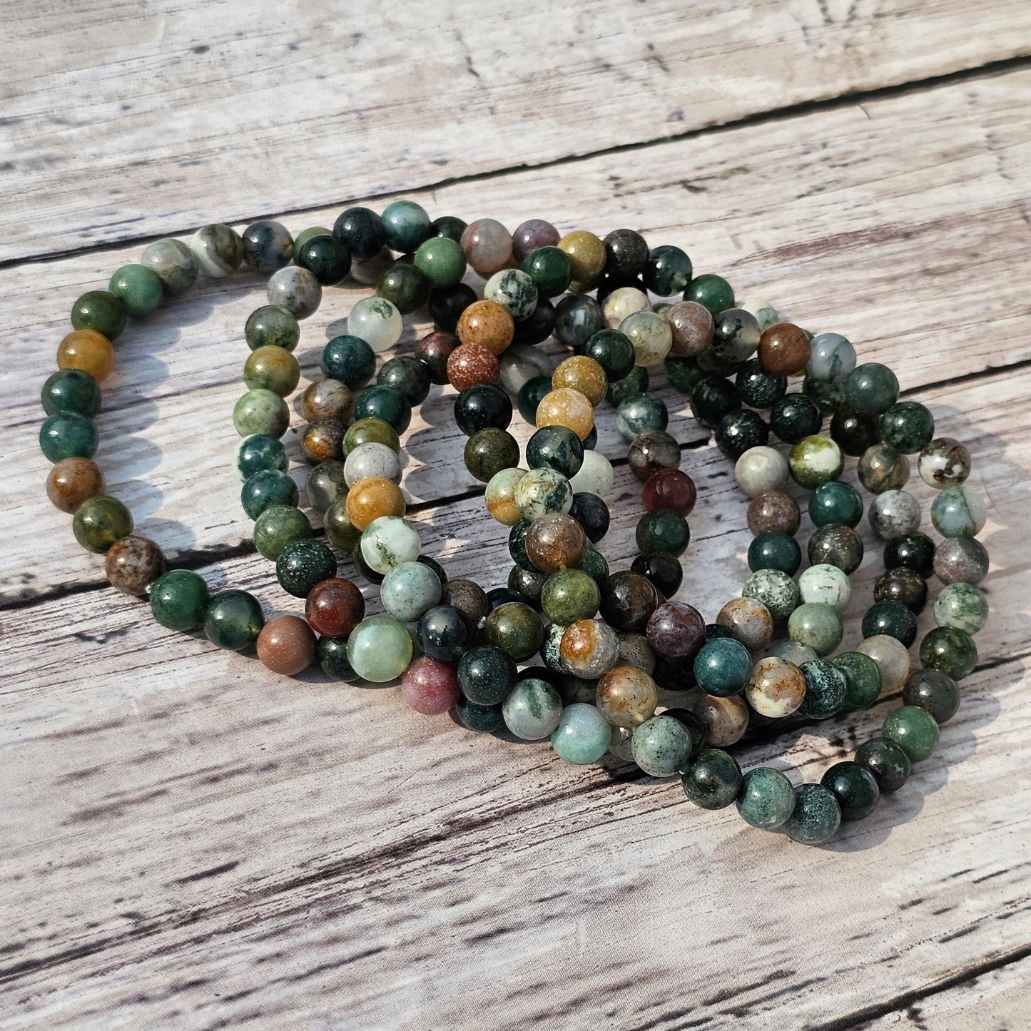 6mm Reiki Infused Indian Moss Agate Bracelet