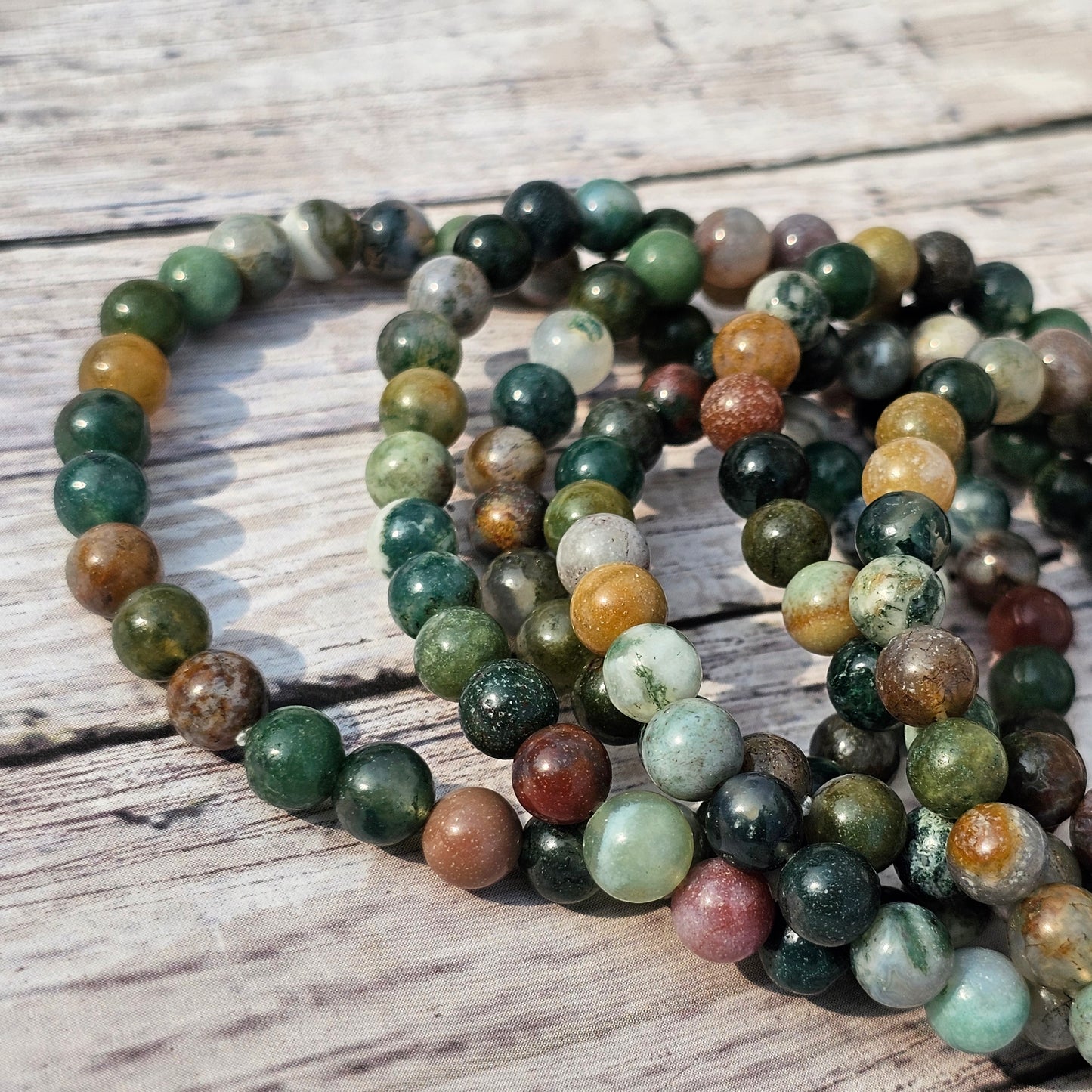 6mm Reiki Infused Indian Moss Agate Bracelet