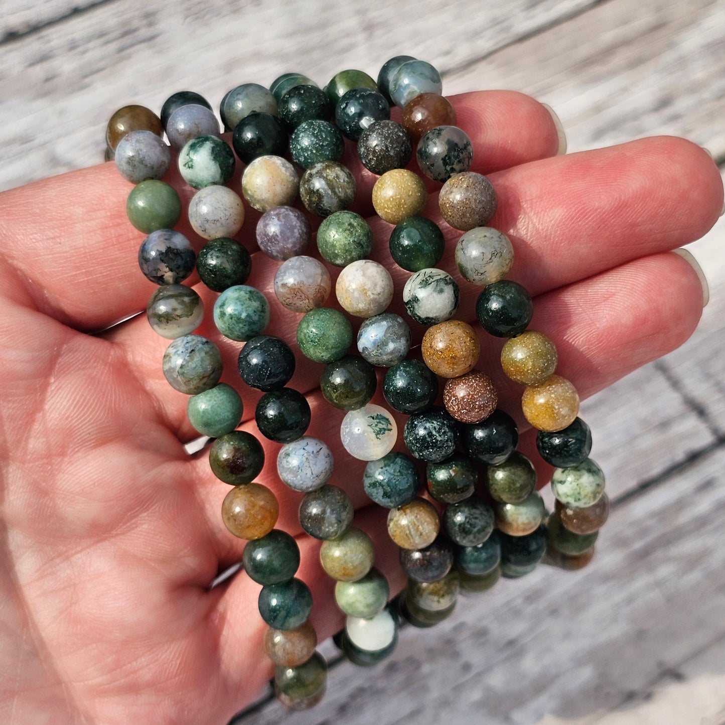 6mm Reiki Infused Indian Moss Agate Bracelet