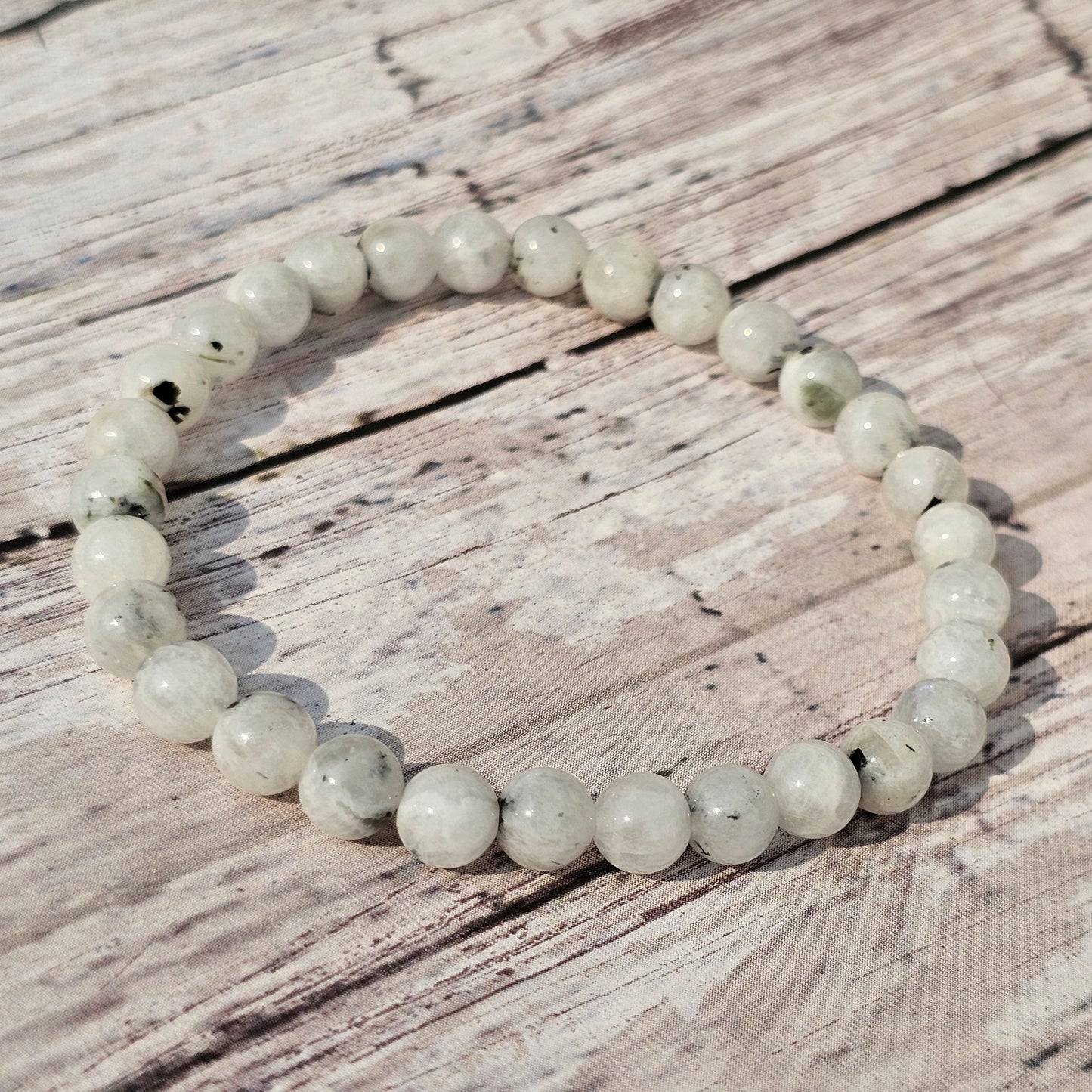 6mm Reiki Infused Rainbow Moonstone Bracelet