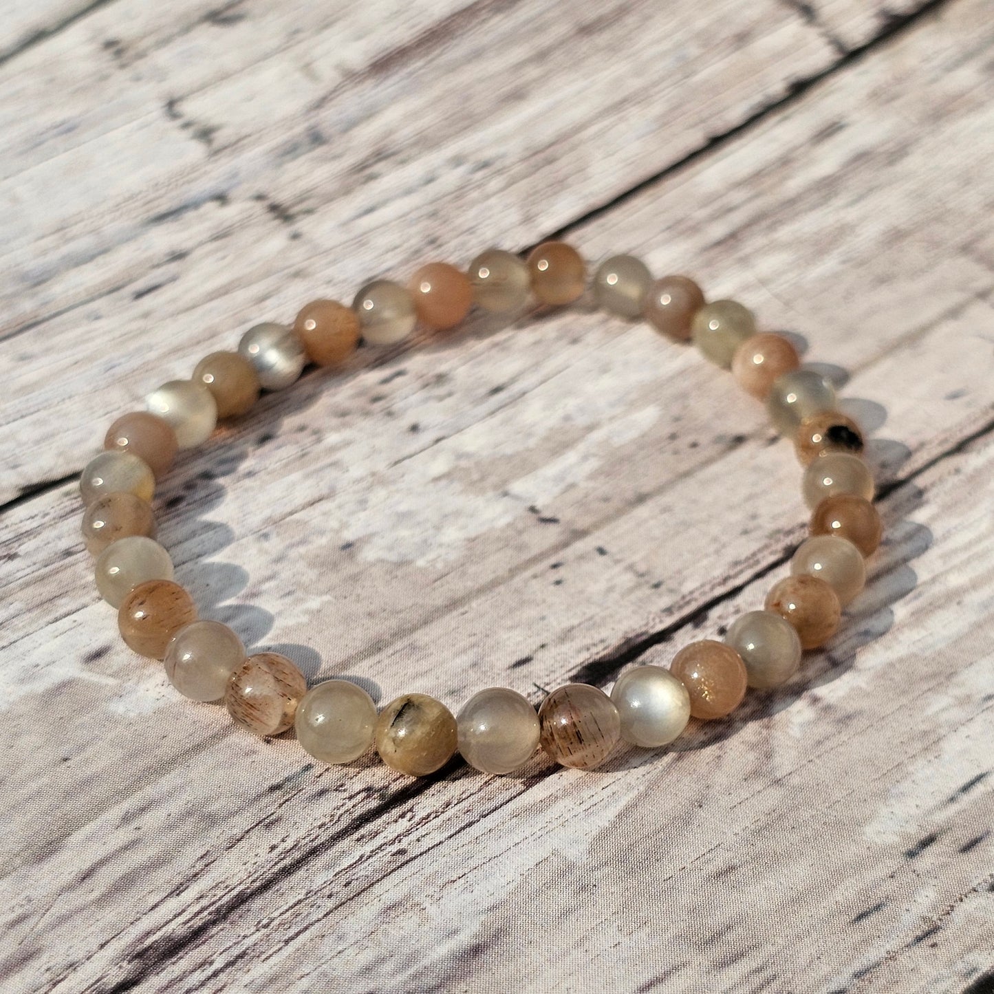 5mm Reiki Infused Skeletal Sunstone Bracelet